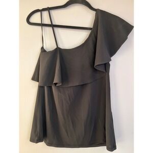 Banana Republic Black One Shoulder Ruffle‎ Sleeveless Top. Size Small